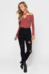 Cross My Mind Cross Halter Top - Wine