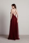 Here To Slay Plunging High Slit Maxi Dress - Wine
