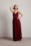 Love Galore Pleated Slit Maxi Dress - Wine