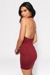 Meet Me At The Halter Lace Up Backless Mini Dress - Wine