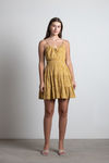 West Coast Sun Floral Skater Mini Dress - Yellow