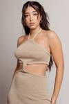 Just The Thing Cutout Bodycon Mini Dress - Beige