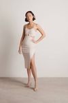 Lennon Cutout Slit Midi Dress - Beige