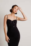 All Nighter Corset Slit Midi Dress - Black