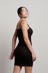 Fifi Exposed Stitch Bodycon Mini Dress - Black