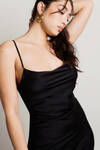 Lesli Satin Bodycon Mini Dress - Black