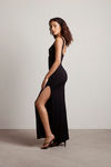 No Problem Ribbed Cutout Maxi Dress - Black