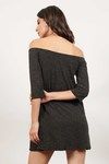 Olly Off The Shoulder Shift Mini Dress - Black