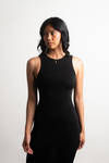 Rizalynn Black Slit Lace Up Maxi Dress