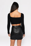 Side Note Crop Top - Black