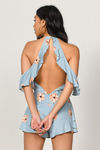 Roxy Cold Shoulder Romper - Blue Multi