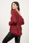 Out On The Town Fuzzy Sweater - Burgundy