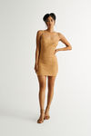 End Up Here Ribbed Open Back Mini Dress - Camel