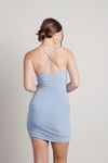Vaea Cross Back Bodycon Mini Dress - Dusty Blue