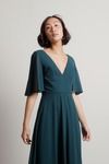 Come Closer To Me Butterfly Sleeve High Slit Maxi Dress - Emerald