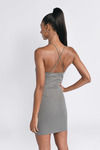 Cross It Off Cross Halter Bodycon Mini Dress - Gray