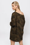 Sleeve It To Me Camouflage Sweater Mini Dress - Green