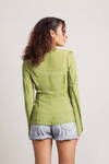 Take Me Out Open Front Blouse - Green