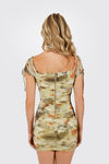 Hold On Smocked Bustier Mini Dress - Green Tan