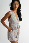 Keep It Going Surplice Romper - Grey Multi