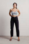 Free Butterfly Embroidered Crop Top - Heather Grey