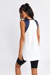 Go With Me Side Slit Top - Ivory & Blue