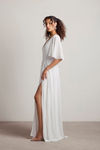 Come Closer To Me Butterfly Sleeve High Slit Maxi Dress - Ivory