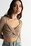 Falling For You Crop Top - Mocha