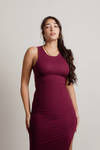 Katara Ribbed Open Back Midi Dress - Mulberry Purple