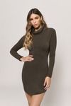 Khal Lace Back Turtleneck Mini Dress - Olive