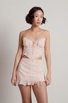 Let Me Know Ruched Mini Skirt - Oval Print Peach