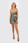 Anais Metallic Zip Up Mini Dress - Pewter