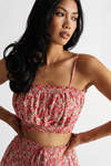 Lynx Floral Crop Top and Midi Skirt Set - Pink
