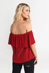 Claire Off The Shoulder Blouse - Red