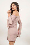 Late Night Love Bell Sleeve Bodycon Mini Dress - Rose