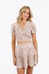 Mitzi Floral Crop Top and Mini Skirt Set - Salmon