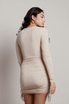 Cozi Ribbed Bustier Mini Dress - Sand