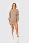 All The Hugs Fuzzy Sweater Mini Dress - Tan