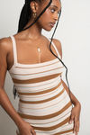 Emilia Stripe Knit Mini Dress - Tan Multi