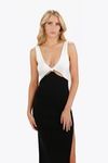 Yareli Plunging Sweater Mini Dress - White/Black