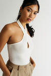Daily Horoscope Cross Halter Bodysuit - White