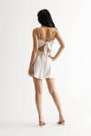 Gabbie White Ruched Tie Back Skater Mini Dress