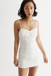 Mariah White Ruched Bodycon Mini Dress