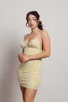 Love Interest Floral Bodycon Mini Dress - Yellow