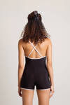 Angeline Double Front Tie Romper - Black