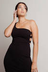 Bettina One Shoulder Open Back Mini Dress - Black