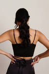Fashionably Late Crop Top - Black