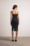 Make Your Move Metallic Ruched Midi Dress - Black