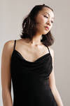 Slide Thru High Slit Cross Back Midi Dress - Black