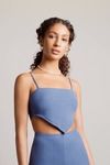 Aura Ribbed Crop Top and Pants Set - Blue